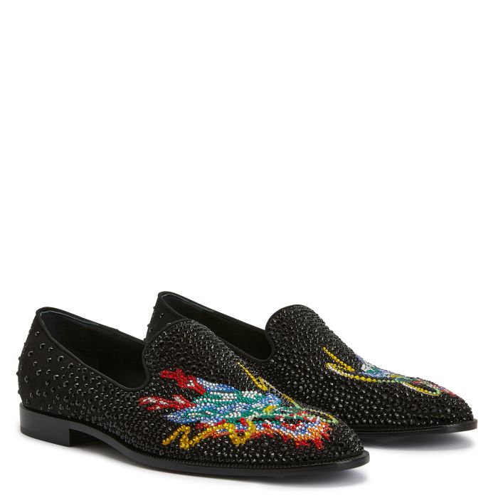  DRAGON CRYSTAL-Black-Loafers