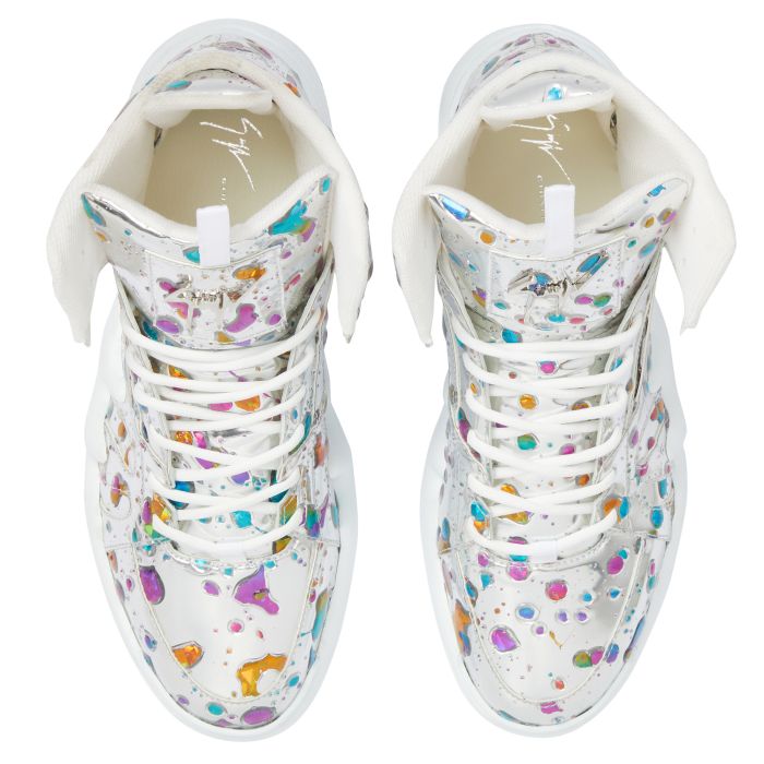  TALON-Silver-Mid Top Sneakers