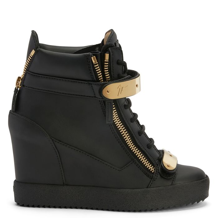  COBY WEDGE-Black-Mid Top Sneakers