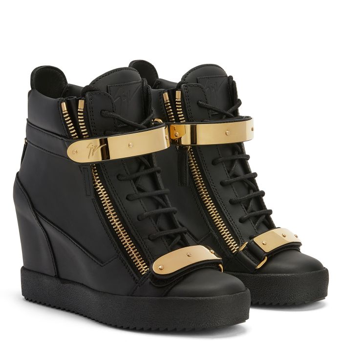  COBY WEDGE-Black-Mid Top Sneakers