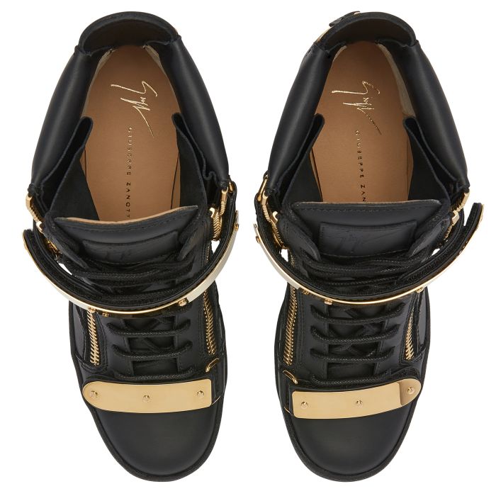  COBY WEDGE-Black-Mid Top Sneakers